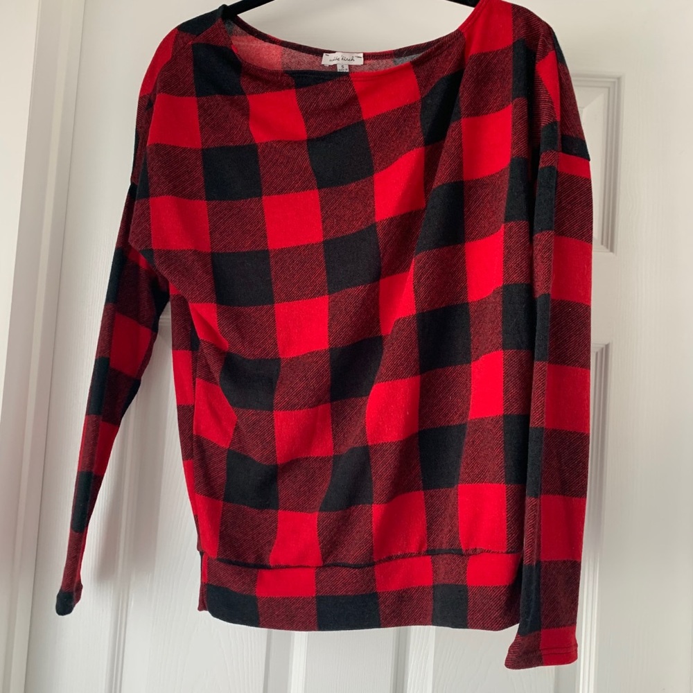Buffalo check boutique dolman sweater NWT
